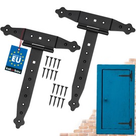 KOTARBAU® Set of 2 Cross Hinges Black 250 mm Shutter Hinge Black Band Gate Fitting Wood Connection Throw Hinges Powder Coated Door Hinge Outdoor Gate Hinges
