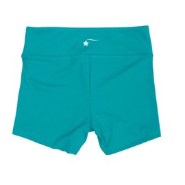 Destira Girls Gymnastic High Waisted Shorts, Turquoise - Compression Athletic Performance Sport Shorts, Ideal for Gymnastics, Practices, Dance, Cheer, Tumbling, and More, Child M (8)