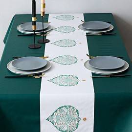 newsbirds Table Cloth Wipeable Tablecloth PVC Plastic Rectangular, Wipe Clean Oil-proof Waterproof Table Cover for Kitchen Dinning Outdoor Party, Green Leaf, 55 x 55 Inch (140 x 140 cm)