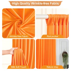 Orange Backdrop Curtain for Parties Wedding,10FT Long Wrinkle Free Orange Curtains Photo Backdrop Drapes Fabric Decoration for Baby Shower Birthday Party 4ft x 10ft,2 Panels
