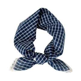 Pemilosci Soft Cotton Like Lace Bandana Headband, Head Wrap, Protective Coverage, Hair Neck Scarf for Girl for Women 24 x 24 inch （CAS013 - Plaid B