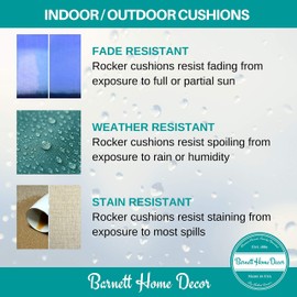 Fulton Navy Porch Rocker Cushion Set - Extra-Large - Indoor/Outdoor: Fade Resistant, Weatherproof - Latex Foam Filled Rocking Chair Seat Cushion & Backrest Pad Set - Made in USA (Blue Quatrefoil)