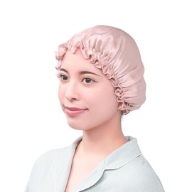 Como Life Silk Nightcap Pink Night Cap Cap 100% Natural Silk Night Silk Cap Rubber Type Hand Wash OK For Sleeping Scalp Hair Care Moisturizing Long Hair Short Hair Sleeper Dry Friction Prevention