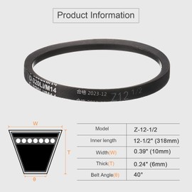 QUARKZMAN Z-12-1/2 Z-type V-belt 318 mm/12-1/2 inch inner length x 0.39 inch width x 0.24 inch height drive belt, Z type closed rubber drive belt