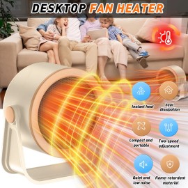 Small Space Heater 700W 2 Gears 110V Indoor Desktop Electric Hot Air Fan Heater
