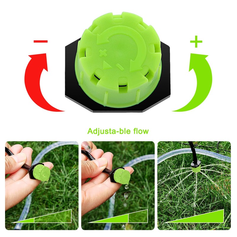 VooGenzek 200 PCS 1/4 Inch Adjustable Irrigation Dripper Sprinklers, Micro