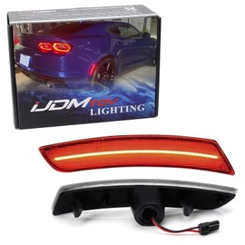 iJDMTOY Clear Lens Red Full LED Rear Side Marker Light Kit Compatible With 2016-up Chevy Comaro, Powered by 45-SMD LED, Replace OEM Back Sidemarker Lamps