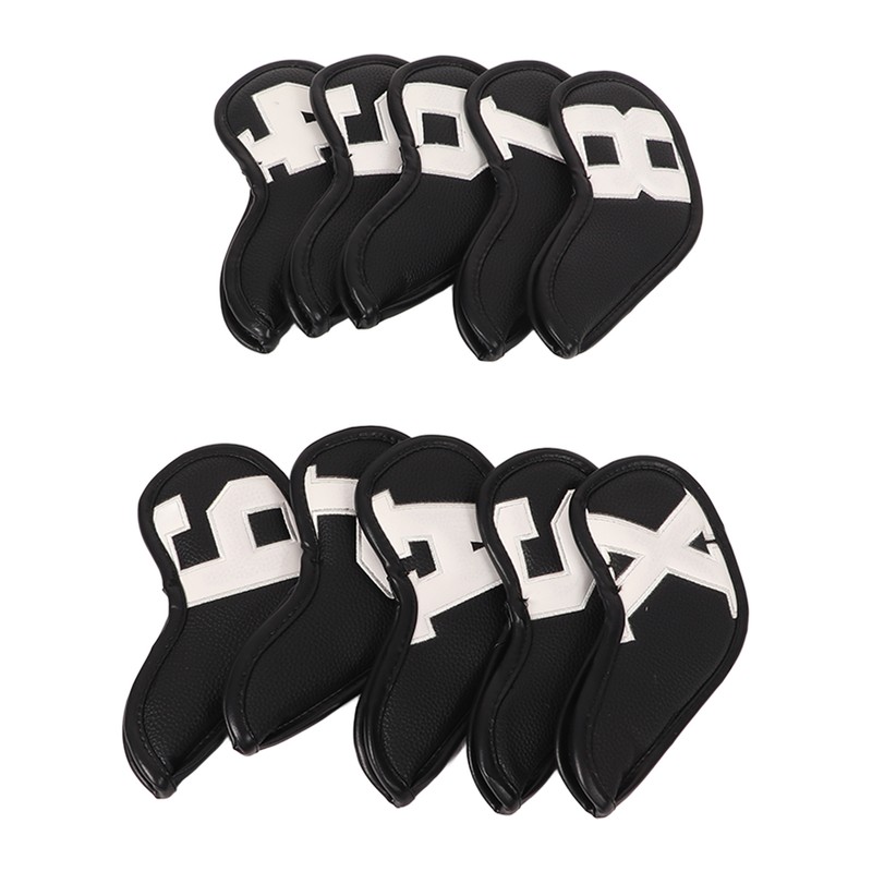 10pcs set PU Waterproof Golf Club Iron Cover Fine Sewing