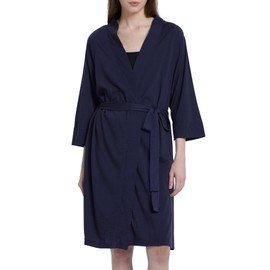 SIORO Women Robe Lightweight Knee Length Merino Wool Bathrobe Anti-odor 3/4 Sleeve Sleepwear Loungewear with Pockets S-3XL