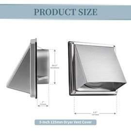 Insvrecho 5-Inch External Extractor Wall Vent Cushioned Non Return Flap