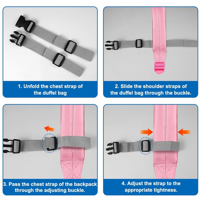 Pack of 2 Adjustable Chest Strap Backpack, 2.5 cm Nylon