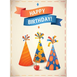 Zirni Happy Birthday with Party Hats Sticker Decal Design 4" X 5"