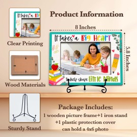 Fbitey Teacher Picture Frame, Thank You Appreciation Gifts for Women Men, Teacher's Day Birthday Gift Photo Frames with Iron Stand for Tabletop Display 4x6 In -A02