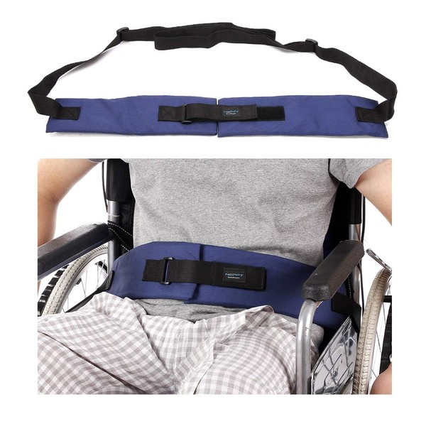 Wheelchair Seat Belt Cushion Harness Straps Medical Patients Positioning Restraint Soft Padded Safety Easy Release Adjustable Front Latch Buckle (Front Open)