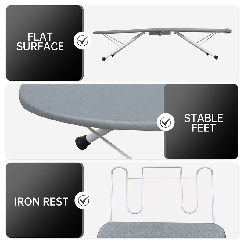 2023 Reinforced Tabletop Ironing Board,Portable Iron Board with Iron Rest,