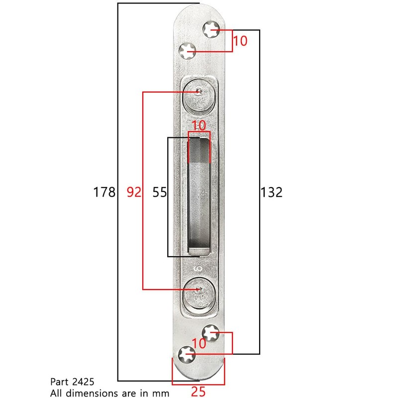 Winkhaus Composite Timber Door Hook Bolt Keep Striker Plate