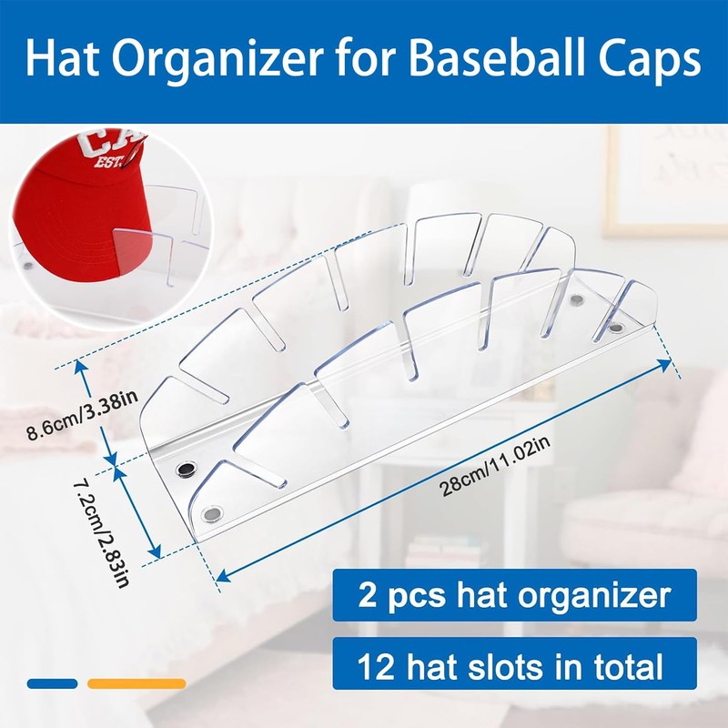 TKODNYD Half-Round Cap Stand for Baseball Caps, 2 Pieces No