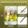 100 Pcs Black Bamboo Skewers 4.7" Decorative Cocktail Picks, Appetizers