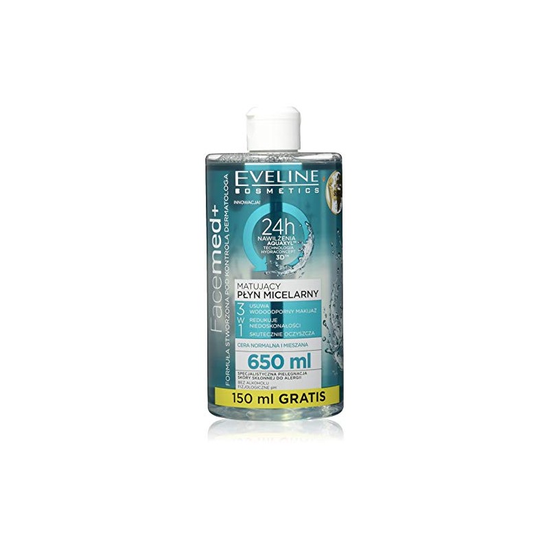 Eveline Cosmetics, Facemed Mattifying 3-in-1 Micellar Liquid 650 ml