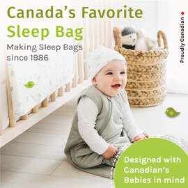 Perlimpinpin All-Season Bamboo Sleep Sack - Canada’s Favorite – Neutral Design and Breathable Fabric - 1 TOG - (0-6 Months)
