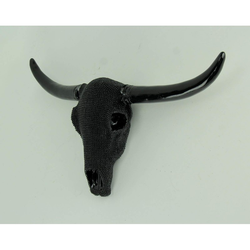 Black Beaded Bull Western Steer Skull Wall Decor