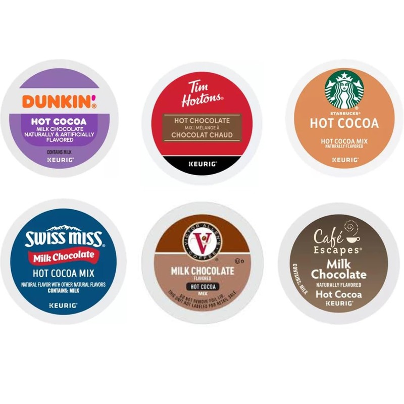 Milk Chocolate Hot Cocoa K-Cups Pods Variety Sampler. Includes Swiss