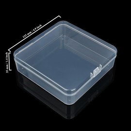 LJY 24 Pieces Square Mini Clear Plastic Storage Containers Box Case with Lids for Small Items and Other Craft Projects (4.9 x 4.9 x 1.4 inch, Transparent)