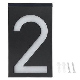 Outdoor Solar Power LED Number Sign Light House Hotel Store Door Address Lights Plate(Numéro 2 )