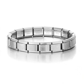 Aidenn Italian Charm Bracelet Silver,Italy Charms Set, 9mm Stainless Steel Module Vintage Base Bracelet Italian Charms