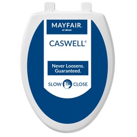 Mayfair Caswell Modern Toilet Seat, Slow Close, Easy Clean, Plastic, Elongated, White