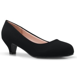 Olivia K Womens Classic Closed Toe Kitten Heel Pumps | Dress, Work, Party Low Heeled (8, Charcoal Nubuck, Numeric_8)