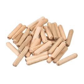 uxcell Wooden Dowel Pins 50pcs 6x30mm(1/4" x1-1/4) Fluted Beveled Ends Wood Dowel Pegs Kiln Dried Hardwood for Woodworking Furniture Shelf