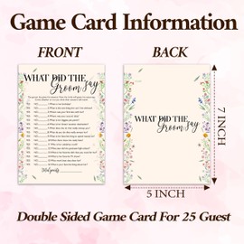 Wildflowers Bridal Shower Game Cards, What Did The Groom Say Game Cards for Wedding Shower Engagement Party Bachelorette Party Reception, Bridal Shower Decorations, Set of 25-07