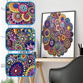 Hibah Diamond Painting DIY 5D Special Shape Rhinestone, Mandala Flower, Partial Diamond Crystal Diamond Painting Mandala Set