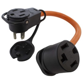 AC WORKS 50-Amp RV/Range/Generator 14-50 Piggy-Back Plug Adapter (To 4-Prong 220-Volt Dryer)