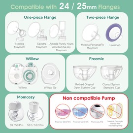 Maymom Flange Inserts 10mm Compatible with Spectra, Medela 24 mm Shields, Momcozy S9 Pro/S12 Pro, Willow Wearable Cup. Compatible with Medela Freestyle, Harmony, to Reduce 24mm Down to 10 mm; 2pc