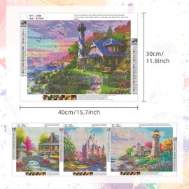 ZOBGOWE 4 Pack Diamond Painting Kits for Adults, Landscape House Diamond Art Kits for Beginners DIY Home Decoration and Gift, 40x30cm