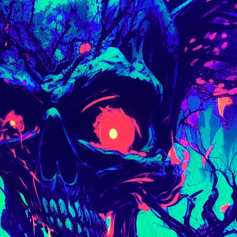 SparkLia Blacklight Fire Skull Tapestry, UV Reactive Burning Skeleton Horror