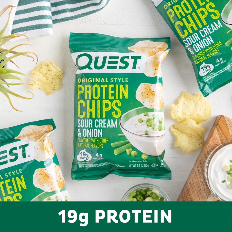 Quest Nutrition Sour Cream & Onion Protein Chips, 19g Protein,