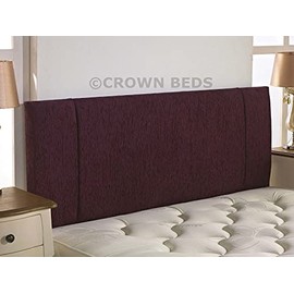 CROWNBEDSUK QUALITY PORTOBELLO CHENILLE HEADBOARD 2ft6,3ft,4ft,4ft6,5ft,6ft (2FT6 SMALL SINGLE, Aubergine)