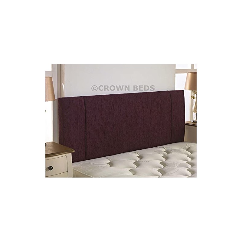 CROWNBEDSUK QUALITY PORTOBELLO CHENILLE HEADBOARD 2ft6,3ft,4ft,4ft6,5ft,6ft (2FT6 SMALL SINGLE, Aubergine)