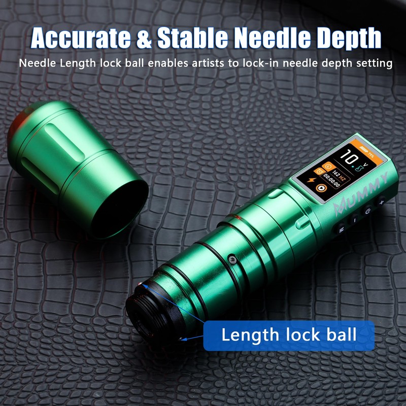 Mummy Scepter Tattoo Machine Pen with Adjustable 7 Strokes 2.4,2.7,3.0,3.3,3.6,3.9,4.2mm