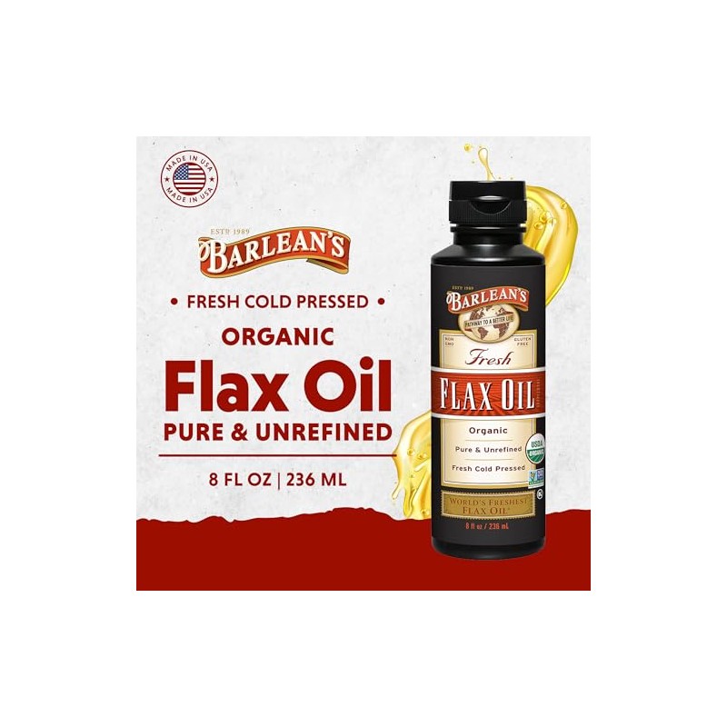 Barleans, aceite de lino orgánico, 8 onzas líquidas