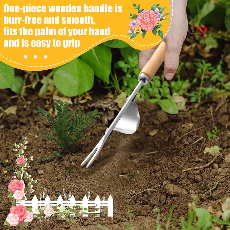 Dandelion Weed Puller With V-Shape Fork, Wood Handle Dandelion Removal
