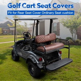 NOKINS Golf Cart Diamond Vinyl Seat Covers, Fit Club Car Precedent/DS/EZGO RXV/TXT/Yamaha Drive Aftermarket Regular Rear Seat Cushion, No Stapler, Multiple Colors and Breathable(Brown&Brown 8438)