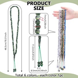 PH PandaHall 6 Pieces Ramadan Tasbih Prayer 99 Beads Islam Prayer Tasbih 7mm Rosary Muslim Misbaha Tasbeeh Necklace with Engraved Names Allah and Muhammad Gifts for Women, 6 Colours