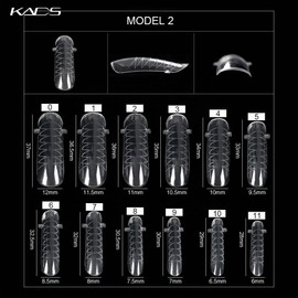 Kads 120 Full Coverage Clear Acrylic UV Gel Nail Art Tips with Size Scale