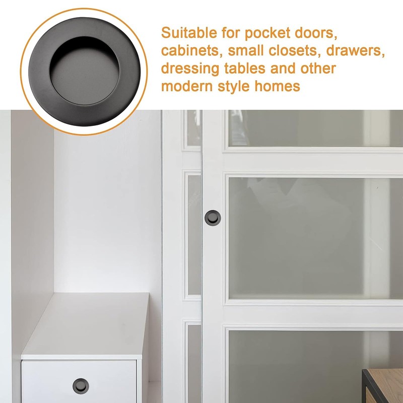 MOROBOR 8 Pieces Round Finger Pull Flush Pull Door Handle