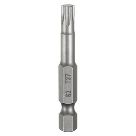 HARFINGTON T27 Torx Head Screwdriver Bit 1/4" Hex Shank 2" (50mm) Long Magnetic No Hole Tip Tamper Proof 6 Point Star Screw Driver Drill Bits S2 Steel Industrial Power Screwdrivers