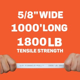 Pinnacle-Pull Tape 5/8" x 1000' Heavy-Duty Measuring Mule Tape Reel - 1800 lb Low-Stretch Pre-Lubricated Polyester Webbing Flat Rope for Cable Pulling & Conduit Installation